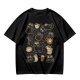 Olive T-Shirt With Cute Black Cats And Coffee Themed Print