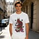 Olive T-shirt with Red Chinese Dragon and Cloud Graphic Print
