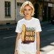 Olive graphic tee with playful bread character and 'Ready or Not Here I Crumb' text