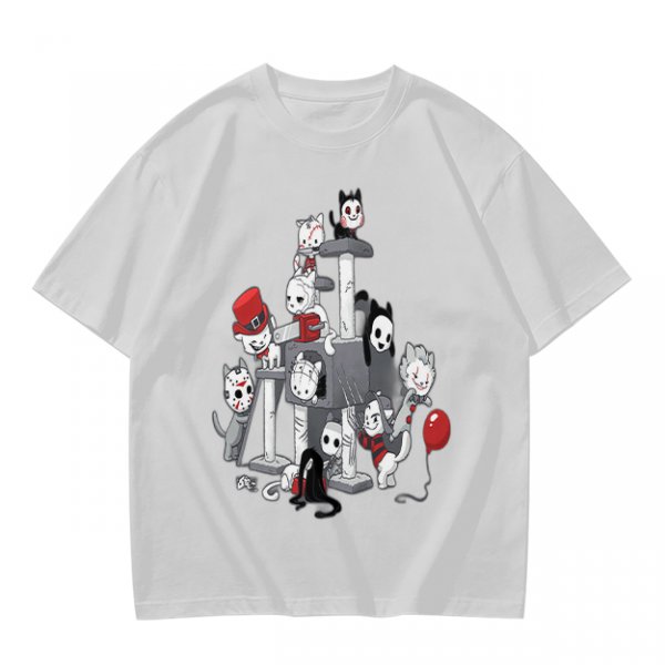 Horror Movie Character Cats On Cat Tree Graphic T-Shirt