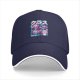 Black baseball cap with cute anime-style graphic print