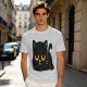Olive T-Shirt with Relaxed Black Cat Graphic Design