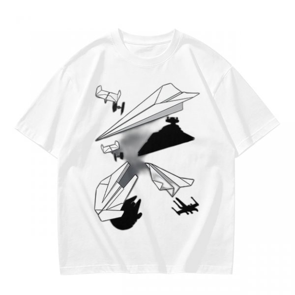 Olive T-Shirt with Paper Airplane Star Wars Inspired Print