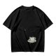 Olive Green T-Shirt with Steaming Coffee Cup Print