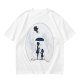 Olive T-Shirt With Moon Silhouette Of Two Children And Umbrella