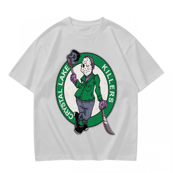 Army Green T-Shirt with Crystal Lake Killers Jason Voorhees Graphic