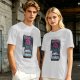 Olive graphic t-shirt with villain character and humorous text print