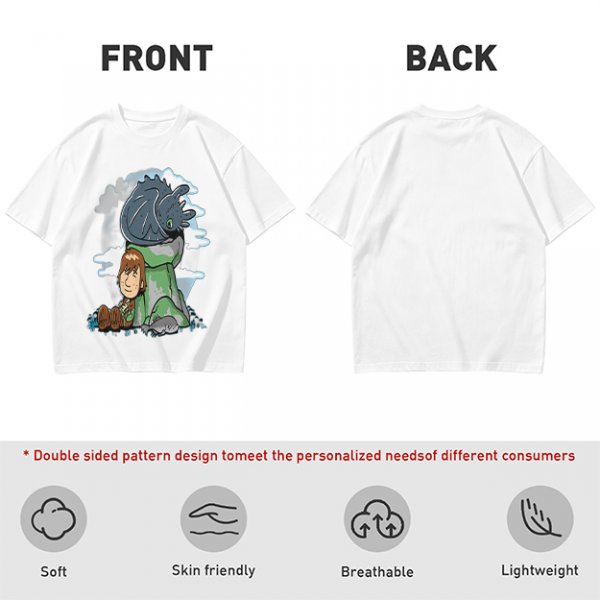 Olive T-Shirt Featuring Hiccup and Toothless from How to Train Your Dragon