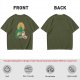 Olive Green T-Shirt With Zelda Themed Cartoon Characters Print