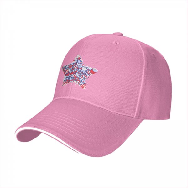 Black Baseball Cap With Patriotic Star Freedom Bravery Print
