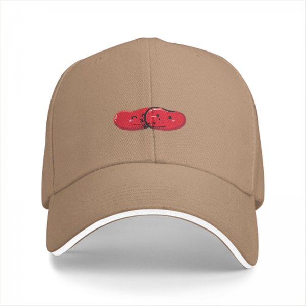 Black Baseball Cap With Red Split Bean Graphic Design