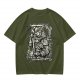 Olive t-shirt with medieval wanderer graphic and gothic text print