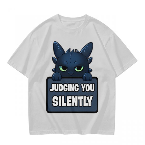 Olive t-shirt featuring Toothless the dragon judging you silently