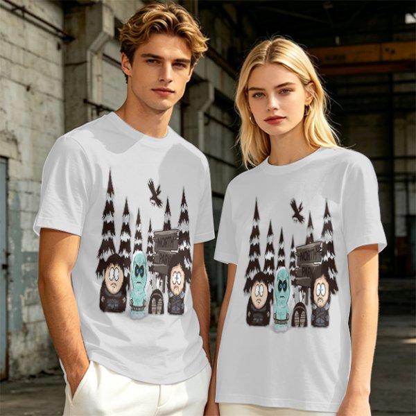 South Park Style North Park Winter Forest Graphic T-Shirt