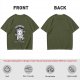 Oversized Army Green T-Shirt with Overthinking World Champion Brain Graphic