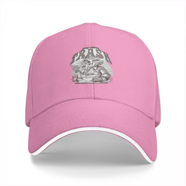 Black Baseball Cap With Raccoon Eating Graphic Print