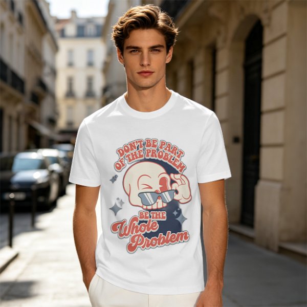 Olive Graphic T-Shirt With Sarcastic Skull Problem Quote
