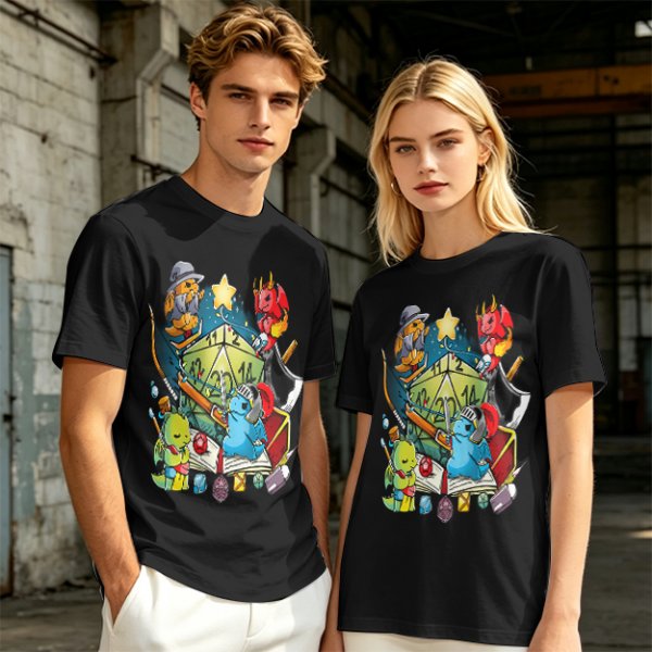 Dungeons and Dragons Cute Dragon Characters D20 T-Shirt Design