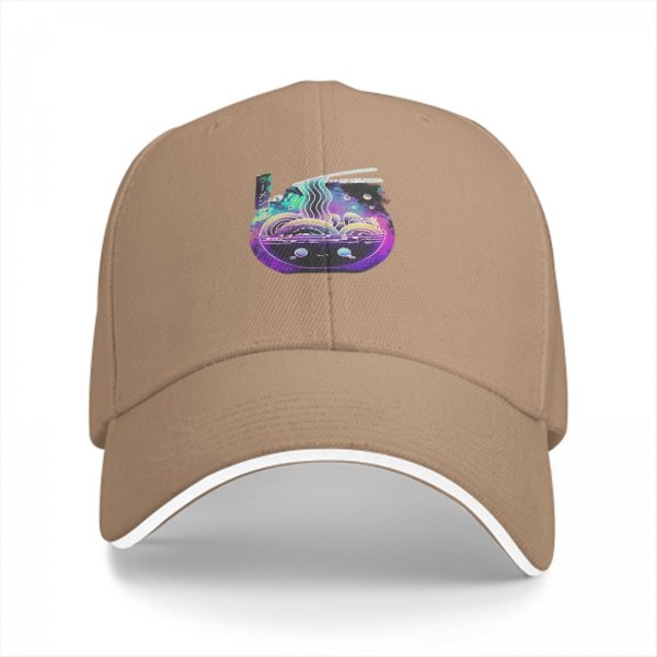 Black Baseball Cap With Galaxy Ramen Bowl Art