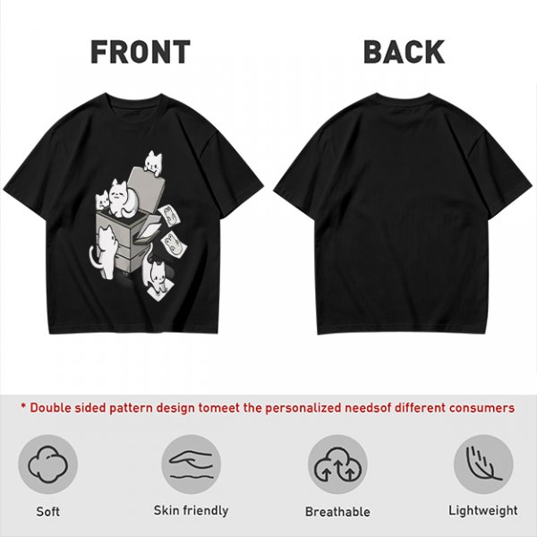Olive T-Shirt With Playful Cats Emerging From Printer Graphic