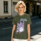 Olive T-Shirt With Cute Chibi Totoro Holding Leaf Print