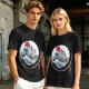 Olive T-shirt with Great Wave Enso Circle and Red Sun Print