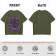 Olive Green T-Shirt with Purple Abstract Swirling Graphic Print