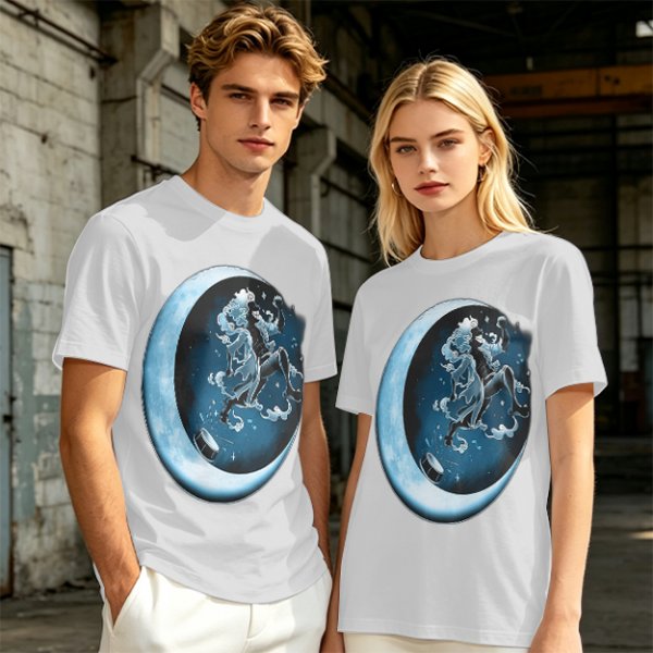 Olive T-Shirt With Crescent Moon And Dancing Spirit Graphic