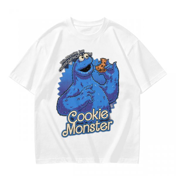 Olive Green Cookie Monster T-Shirt with Cookie Graphic