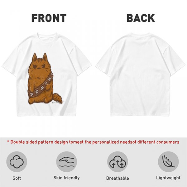 Olive green t-shirt with a grumpy cat in a Chewbacca-style bandolier print