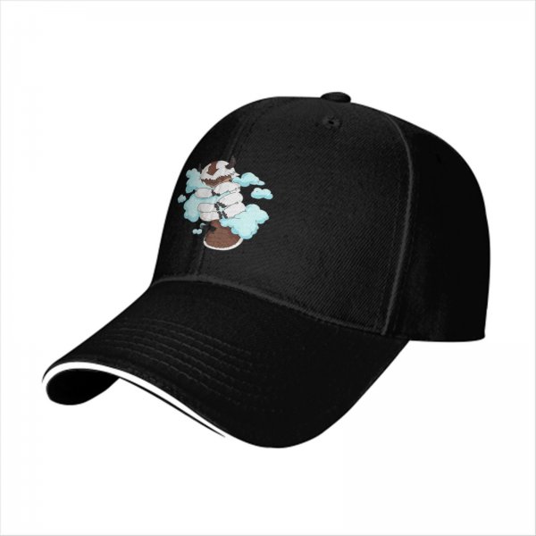 Black Baseball Cap With Appa From Avatar The Last Airbender Cloud Print
