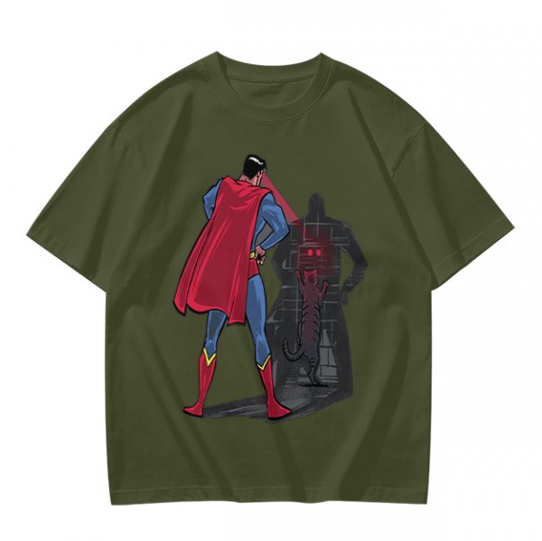 Olive T-shirt with Superman Laser Eyes Art Print
