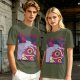 Olive T-shirt with Princess Mononoke Mask Graphic Print