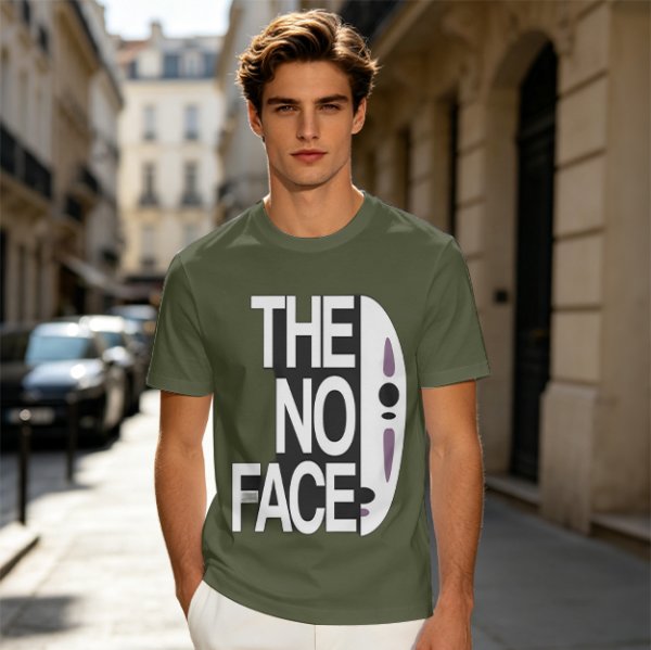 Olive T-shirt with The No Face graphic print