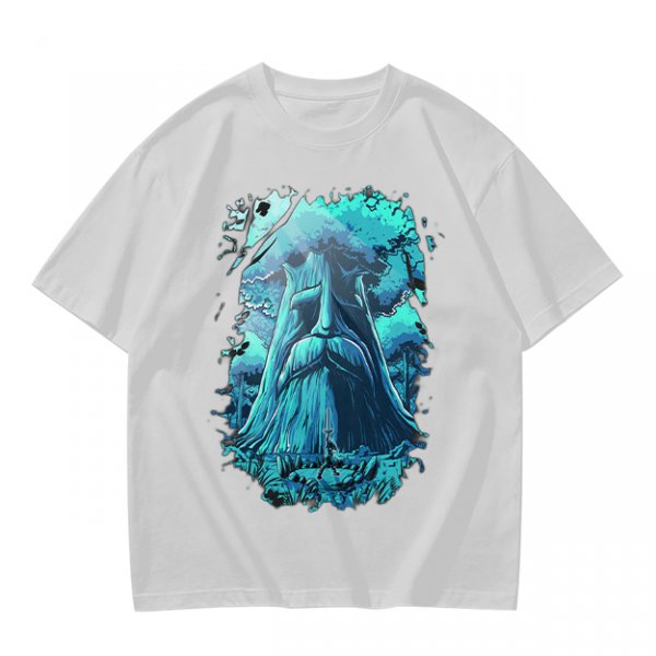 Olive Green T-Shirt With Mystical Ancient Tree Face Print