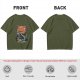 Olive T-Shirt with Japanese Dragon and Sun Graphic Print