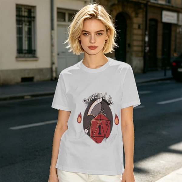 Powered By 1 D20 Dice T-Shirt For Tabletop RPG Fans