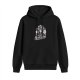 Black hoodie with horror movie ghost and ice cream graphic