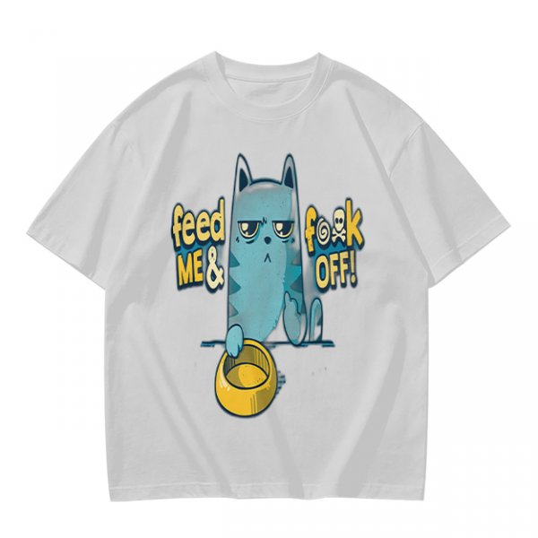 Olive T-Shirt With Grumpy Cat Feed Me And F Off Print