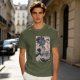 Olive T-Shirt with Japanese Ukiyo-e Dragon and Wave Print