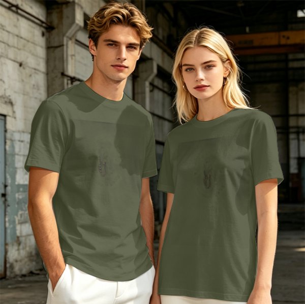 Oversized Olive Green Crewneck T-Shirt with Subtle Chest Graphic