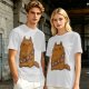 Olive green t-shirt with a grumpy cat in a Chewbacca-style bandolier print
