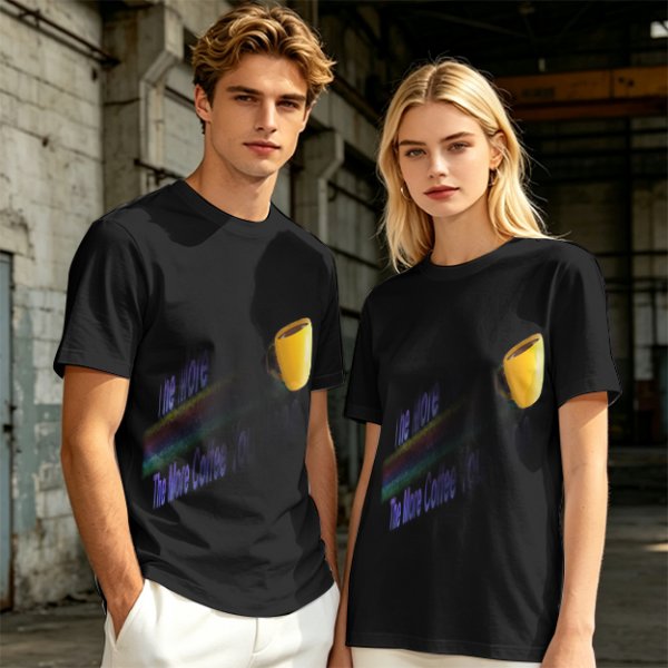 Olive Graphic T-Shirt With Coffee Mug And Rainbow Design