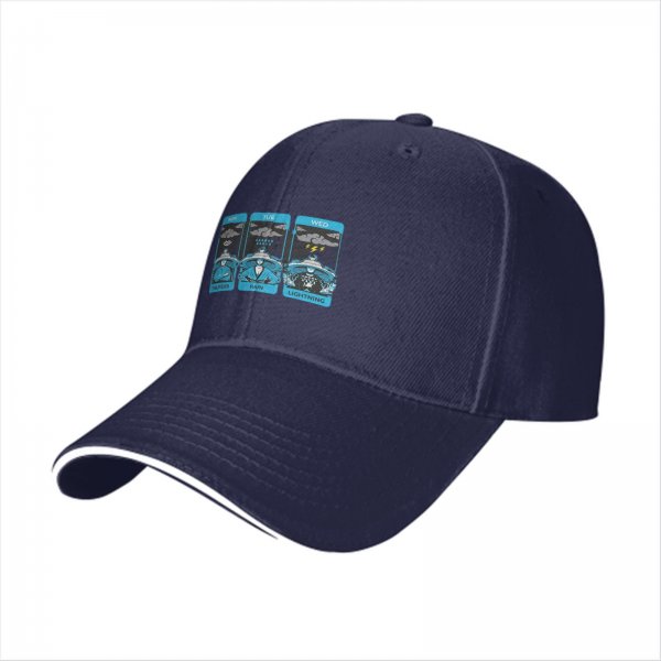 Black Baseball Cap With Thunder Rain Lightning Tarot Card Style Print