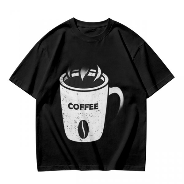 Olive Green T-Shirt With Coffee Mug Graphic Print