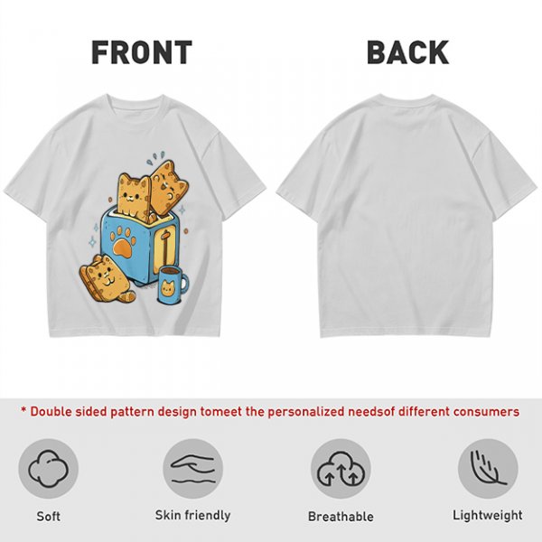Olive T-Shirt With Cute Cat Toast Toaster Breakfast Art