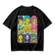 Olive T-shirt with One Piece x Simpsons Style Character Grid Print