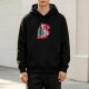 Black Hoodie With Christmas Tree And Festive Red Graphic Print