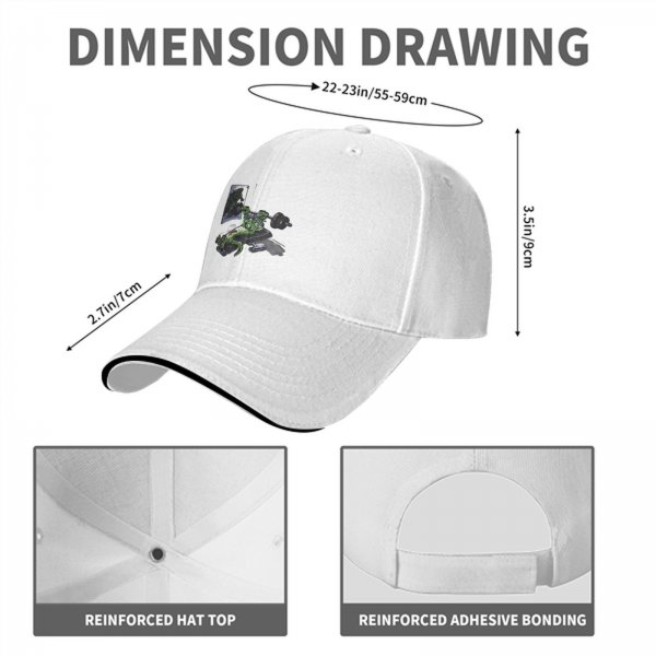 Black baseball cap with a green frog bench pressing weight design