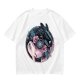 Olive T-Shirt with Yin Yang Dragon Floral Sun Moon Art